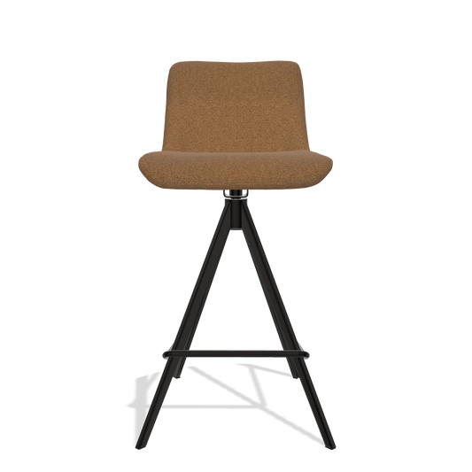 Taburete de bar Universal 6460 en tela Glory 16 (marrón), patas en negro, vista frontal