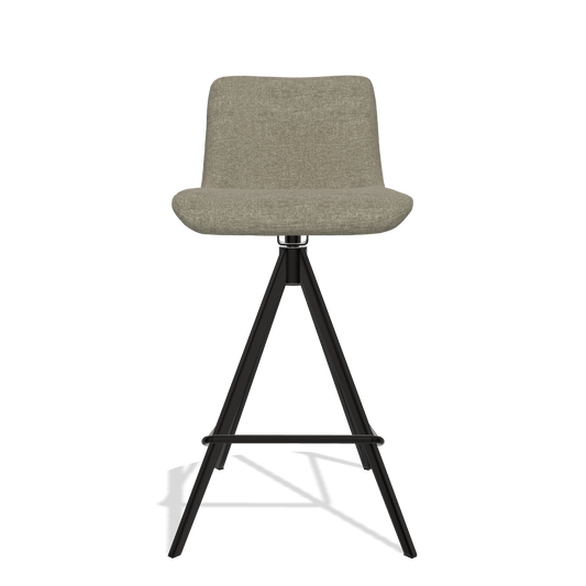 Taburete de bar Universal 6460 en tela Guard 193 (topo), patas en negro, vista frontal