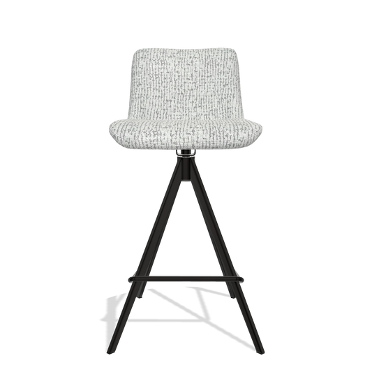 Bar Stool Universal 6460 in Horta 101 fabric (light grey), black legs, front view