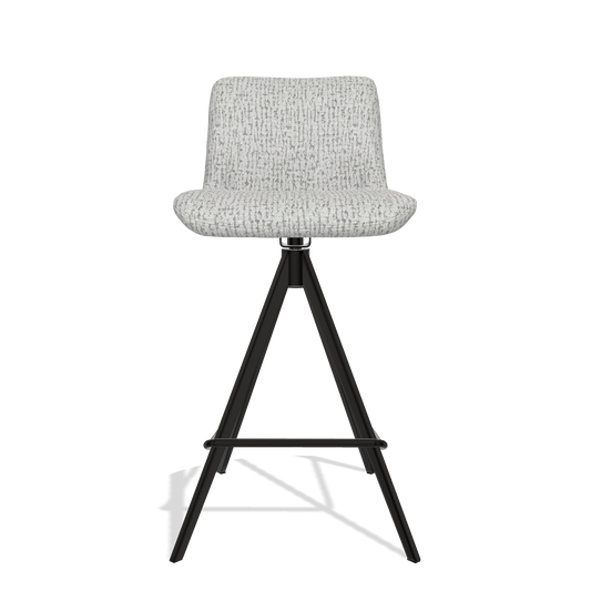 Bar Stool Universal 6460 in Horta 106 fabric (light grey), black legs, front view