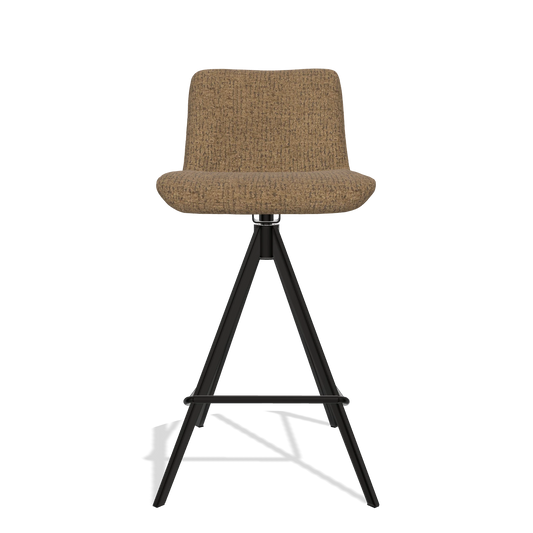 Bar Stool Universal 6460 in Horta 23 fabric (olive), black legs, front view