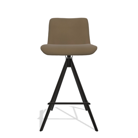 Sgabello da bar Universal 6460 in Pelle A802 (oliva), gambe in nero, vista frontale
