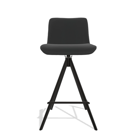 Sgabello da bar Universal 6460 in Pelle A804 (nero), gambe in nero, vista frontale