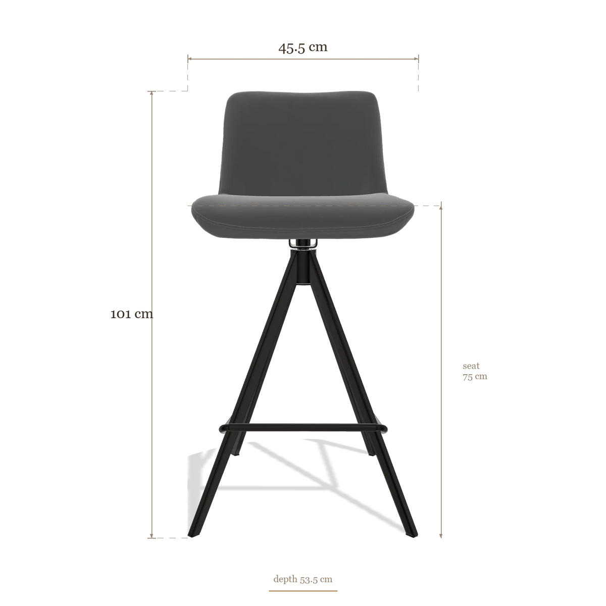 Barstoel Universal 6460, afmetingen 45.5 x 53.5 x 101 cm