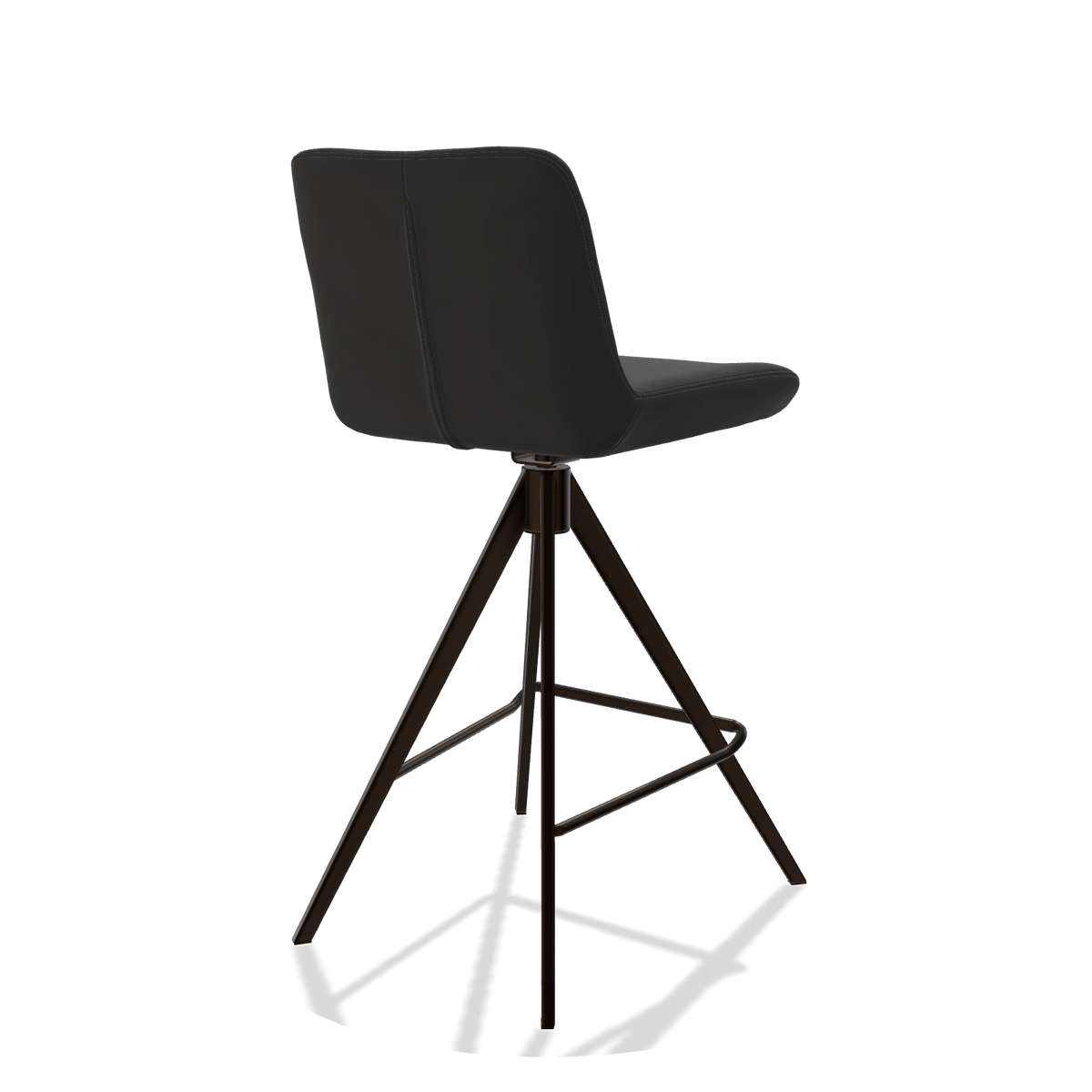Barstoel Universal 6460 in Leder A804 (zwart), poten in espresso, schuin achteraanzicht