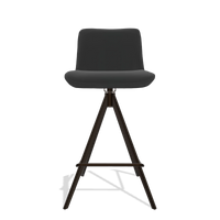 Barstoel Universal 6460 in Leder A804 (zwart), poten in espresso, vooraanzicht