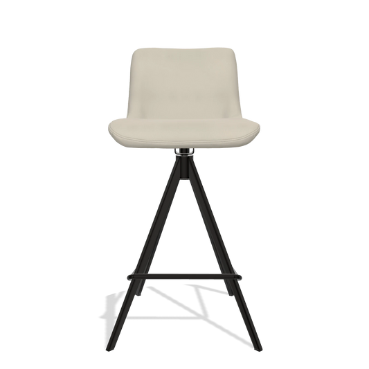 Sgabello da bar Universal 6460 in Pelle A822 (grigio chiaro), gambe in nero, vista frontale