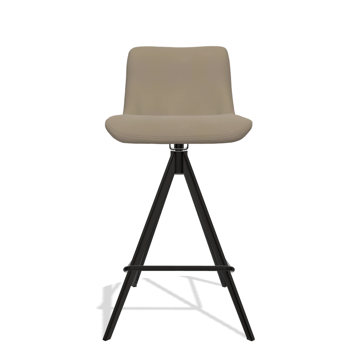 Tabouret de bar Universal 6460 en Cuir A824 (vert sauge), pieds en noir, vue de face