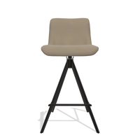 Tabouret de bar Universal 6460 en Cuir A824 (vert sauge), pieds en noir, vue de face