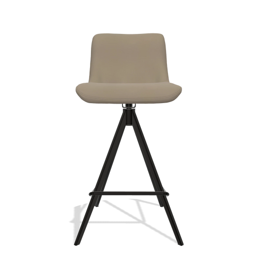 Sgabello da bar Universal 6460 in Pelle A824 (verde salvia), gambe in nero, vista frontale