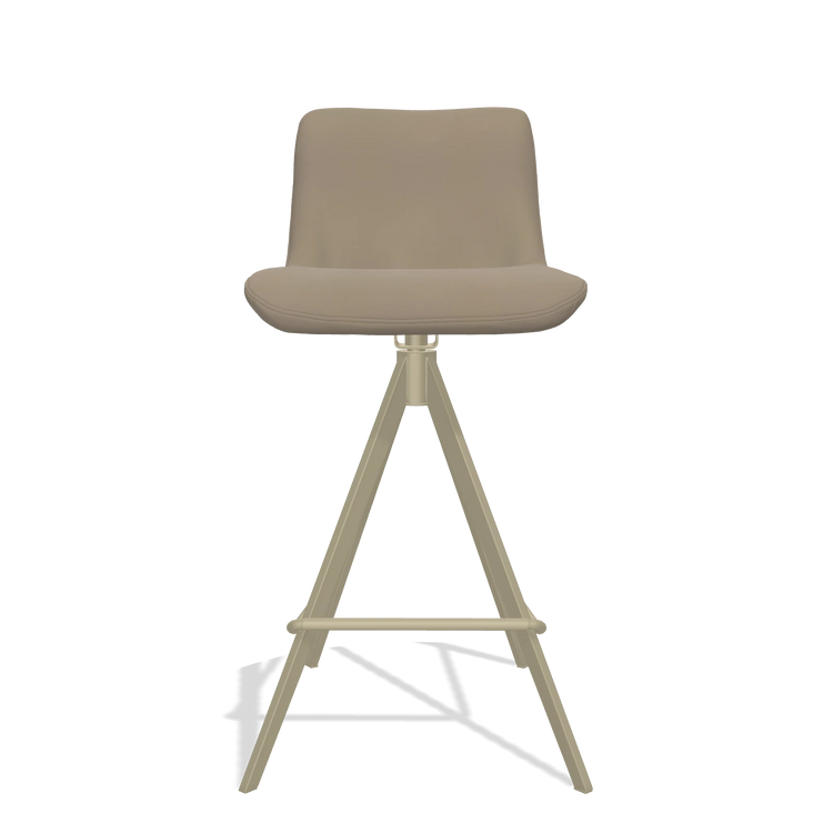 Tabouret de bar Universal 6460 en Cuir A824 (vert sauge), pieds en champagne, vue de face