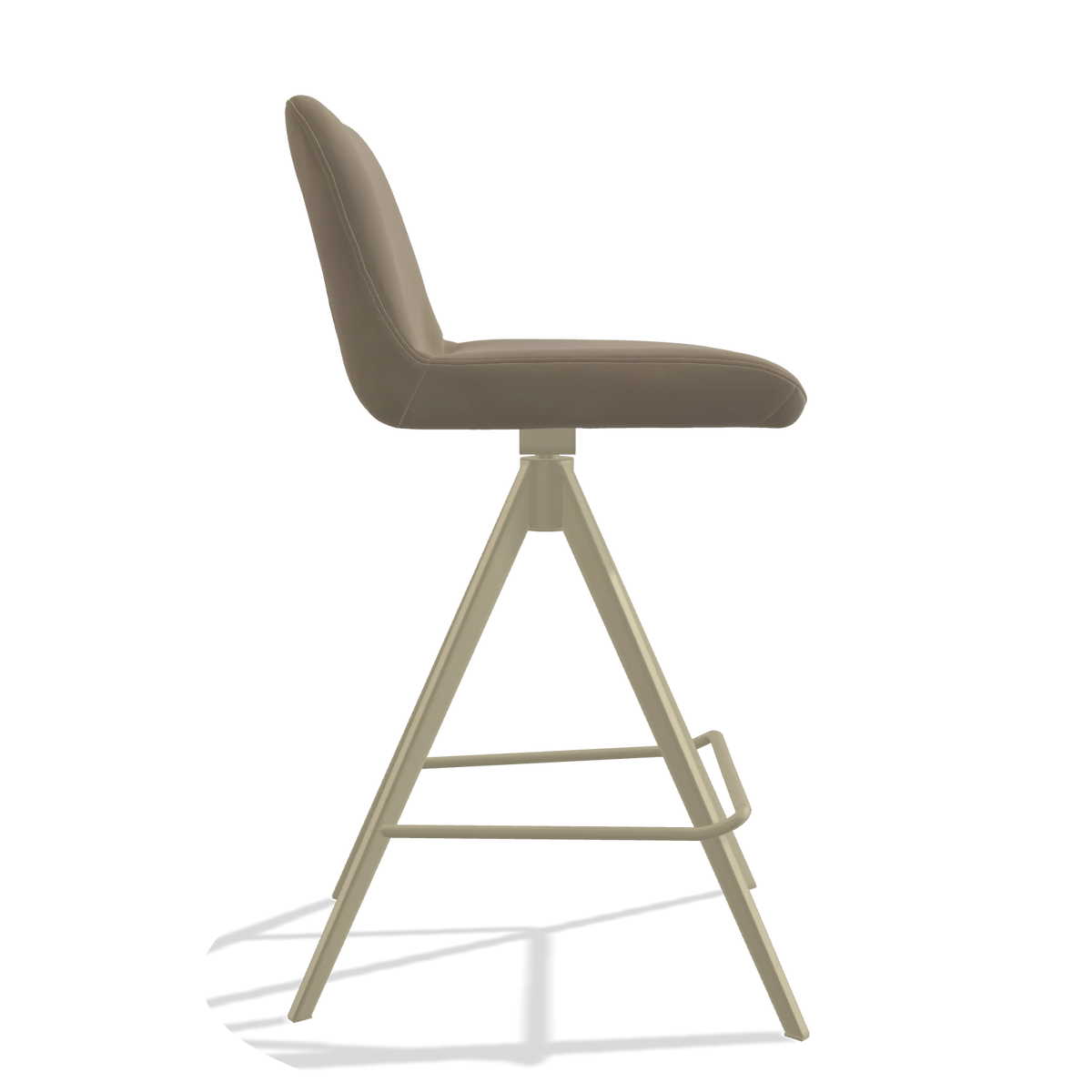 Tabouret de bar Universal 6460 en Cuir A824 (vert sauge), pieds en champagne, vue de profil