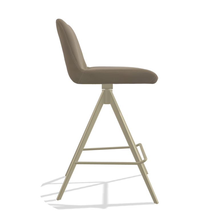Tabouret de bar Universal 6460 en Cuir A824 (vert sauge), pieds en champagne, vue de profil