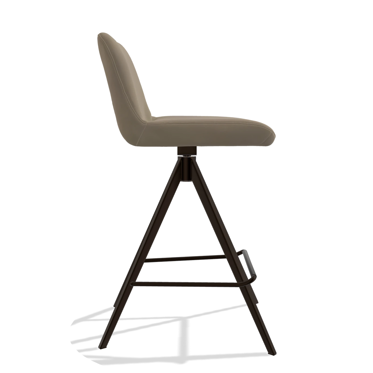 Tabouret de bar Universal 6460 en Cuir A824 (vert sauge), pieds en espresso, vue de profil