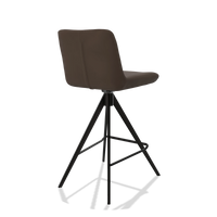 Sgabello da bar Universal 6460 in Pelle A825 (marrone), gambe in nero, vista posteriore angolata