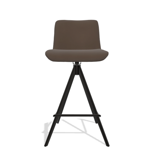 Sgabello da bar Universal 6460 in Pelle A825 (marrone), gambe in nero, vista frontale