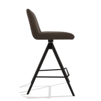 Sgabello da bar Universal 6460 in Pelle A825 (marrone), gambe in nero, vista laterale
