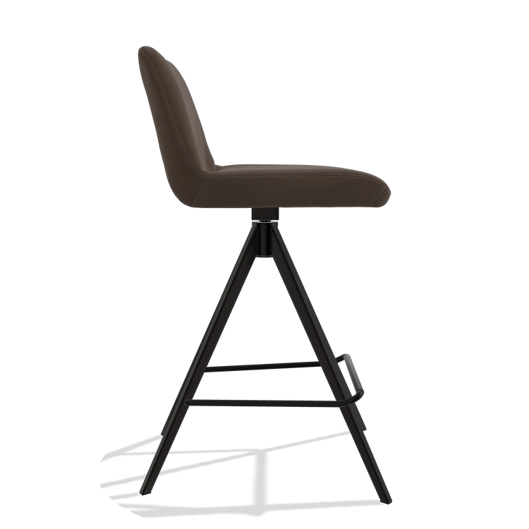 Sgabello da bar Universal 6460 in Pelle A825 (marrone), gambe in nero, vista laterale
