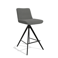 Barstoel Universal 6460 in Leder B400 (donkergrijs), poten in zwart, schuin vooraanzicht