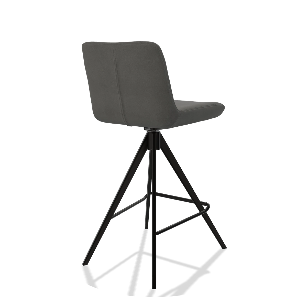 Barstoel Universal 6460 in Leder B400 (donkergrijs), poten in zwart, schuin achteraanzicht