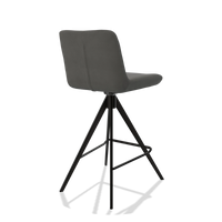 Barstoel Universal 6460 in Leder B400 (donkergrijs), poten in zwart, schuin achteraanzicht