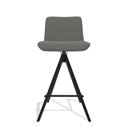 Sgabello da bar Universal 6460 in Pelle B400 (grigio scuro), gambe in nero, vista frontale
