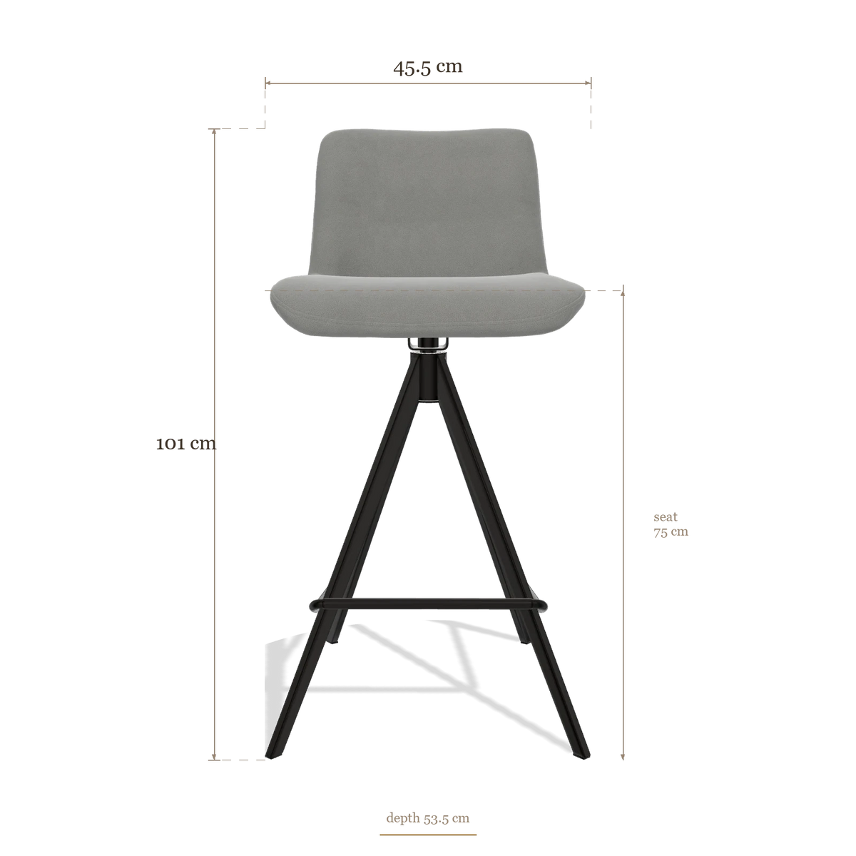 Barstoel Universal 6460, afmetingen 45.5 x 53.5 x 101 cm