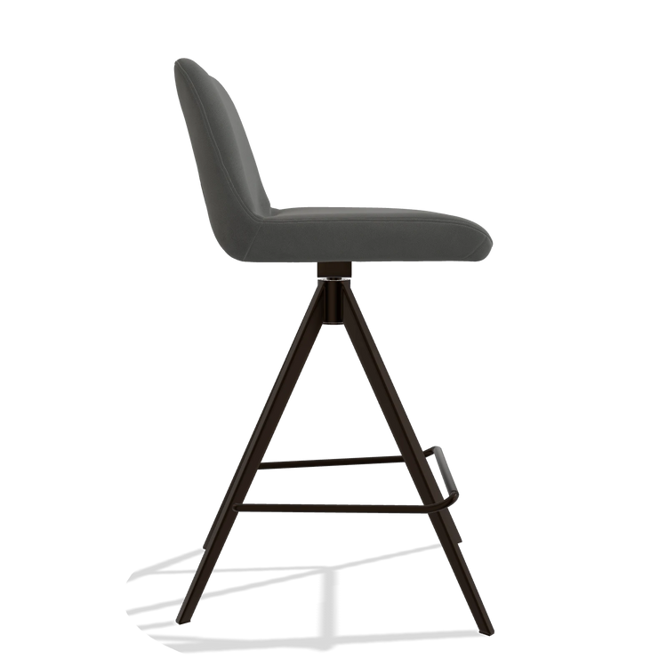 Barstoel Universal 6460 in Leder B400 (donkergrijs), poten in espresso, zijaanzicht