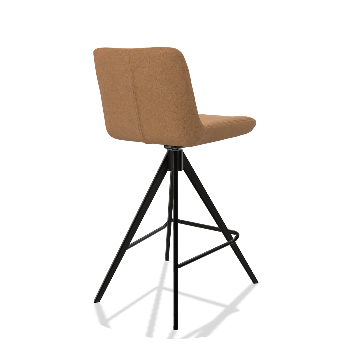 Barstoel Universal 6460 in Leder B401 (mosterdgeel), poten in zwart, schuin achteraanzicht