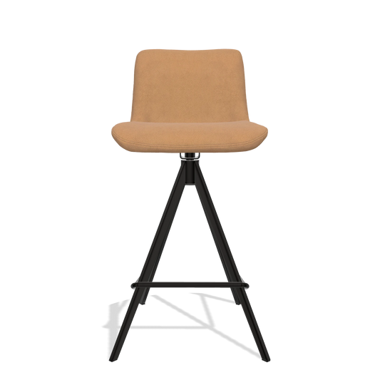 Sgabello da bar Universal 6460 in Pelle B401 (senape), gambe in nero, vista frontale