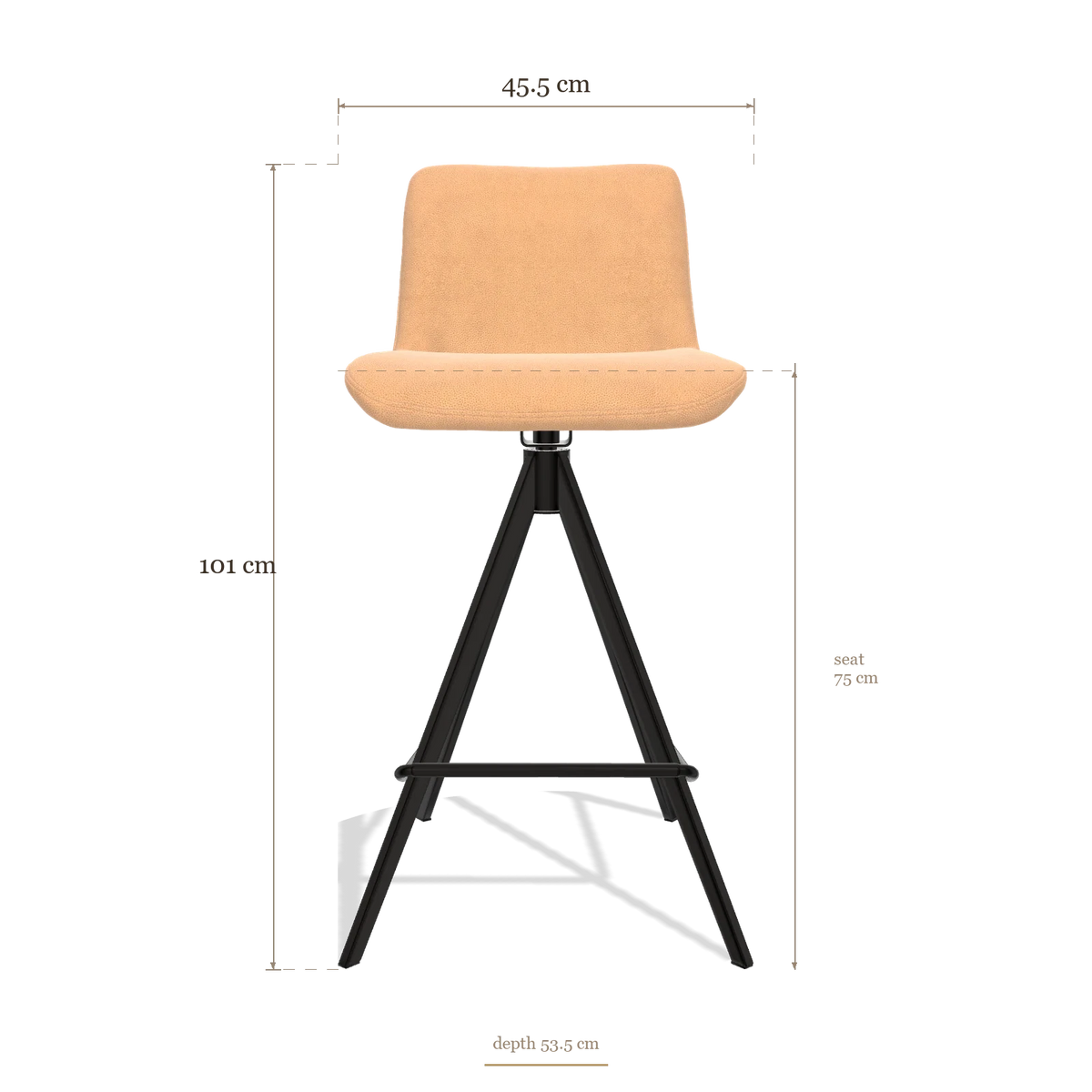 Barstoel Universal 6460, afmetingen 45.5 x 53.5 x 101 cm