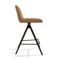 Barstoel Universal 6460 in Leder B401 (mosterdgeel), poten in espresso, zijaanzicht