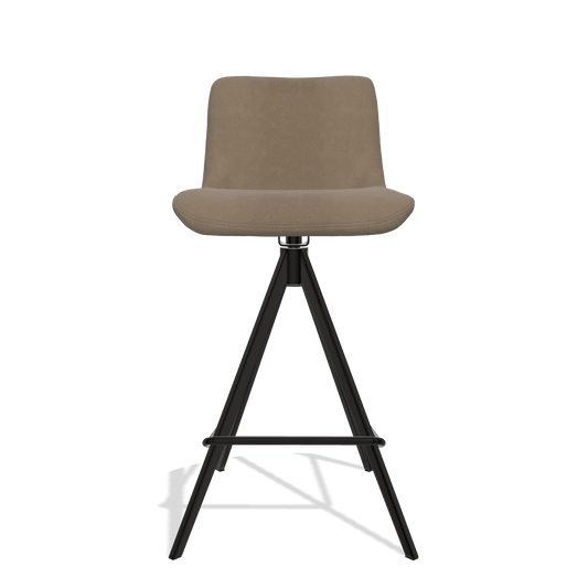 Sgabello da bar Universal 6460 in Pelle B402 (tortora), gambe in nero, vista frontale