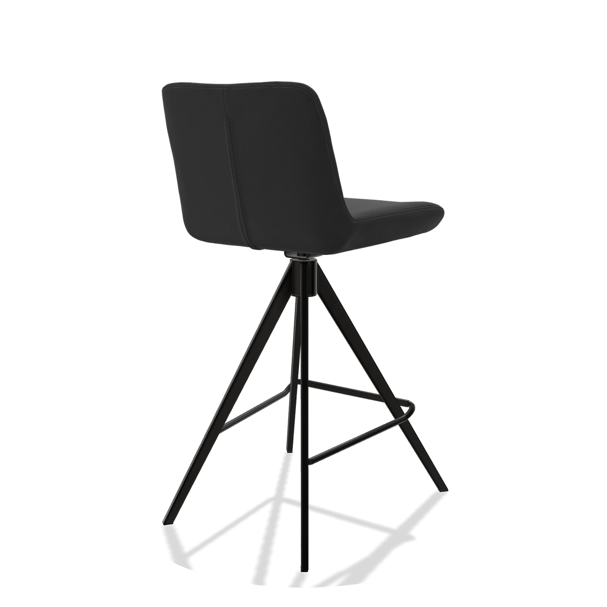 Barhocker Universal 6460 in Leder B500 (Schwarz), Beine in Schwarz, Schrägansicht von hinten