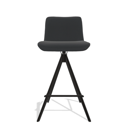 Sgabello da bar Universal 6460 in Pelle B500 (nero), gambe in nero, vista frontale