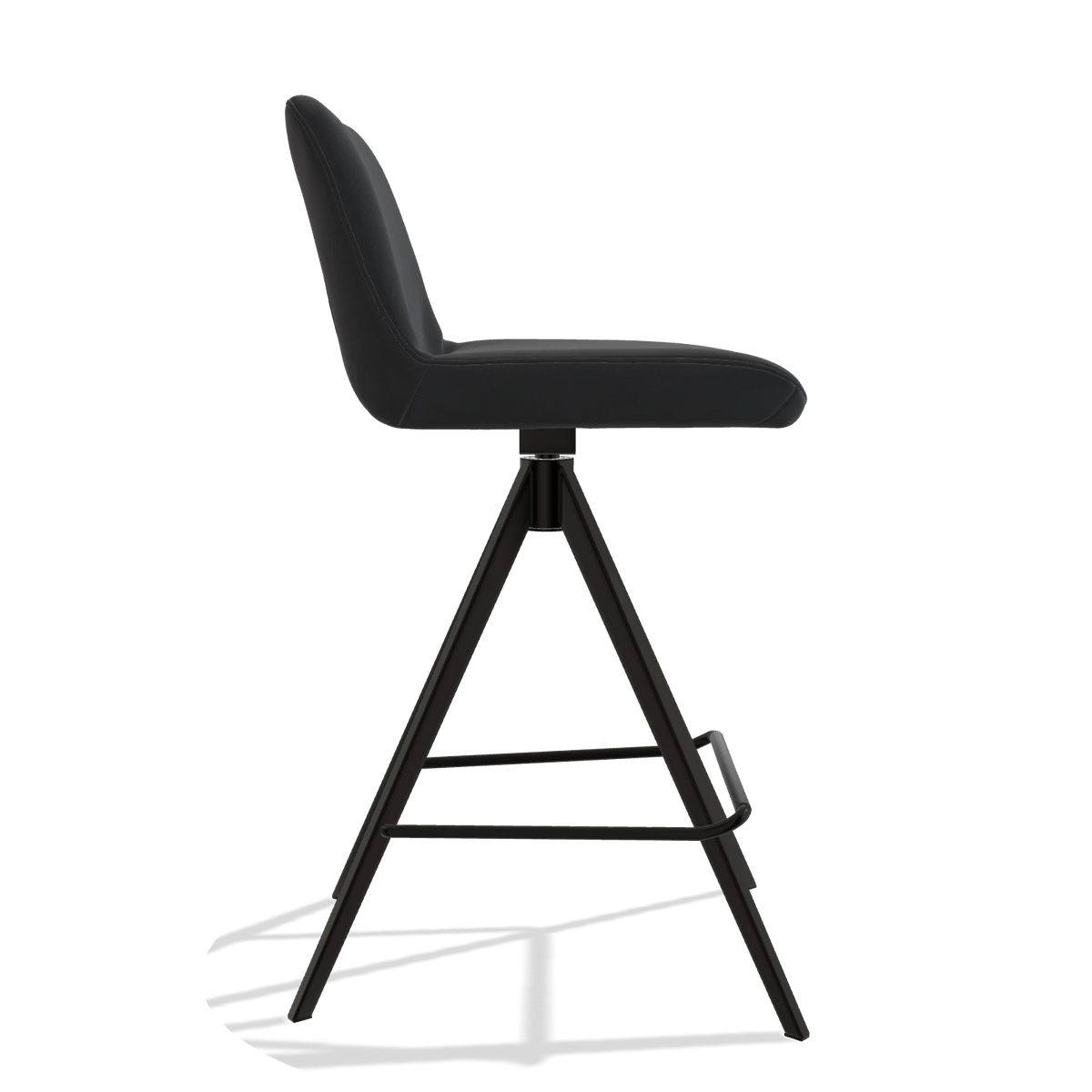 Barhocker Universal 6460 in Leder B500 (Schwarz), Beine in Schwarz, Seitenansicht