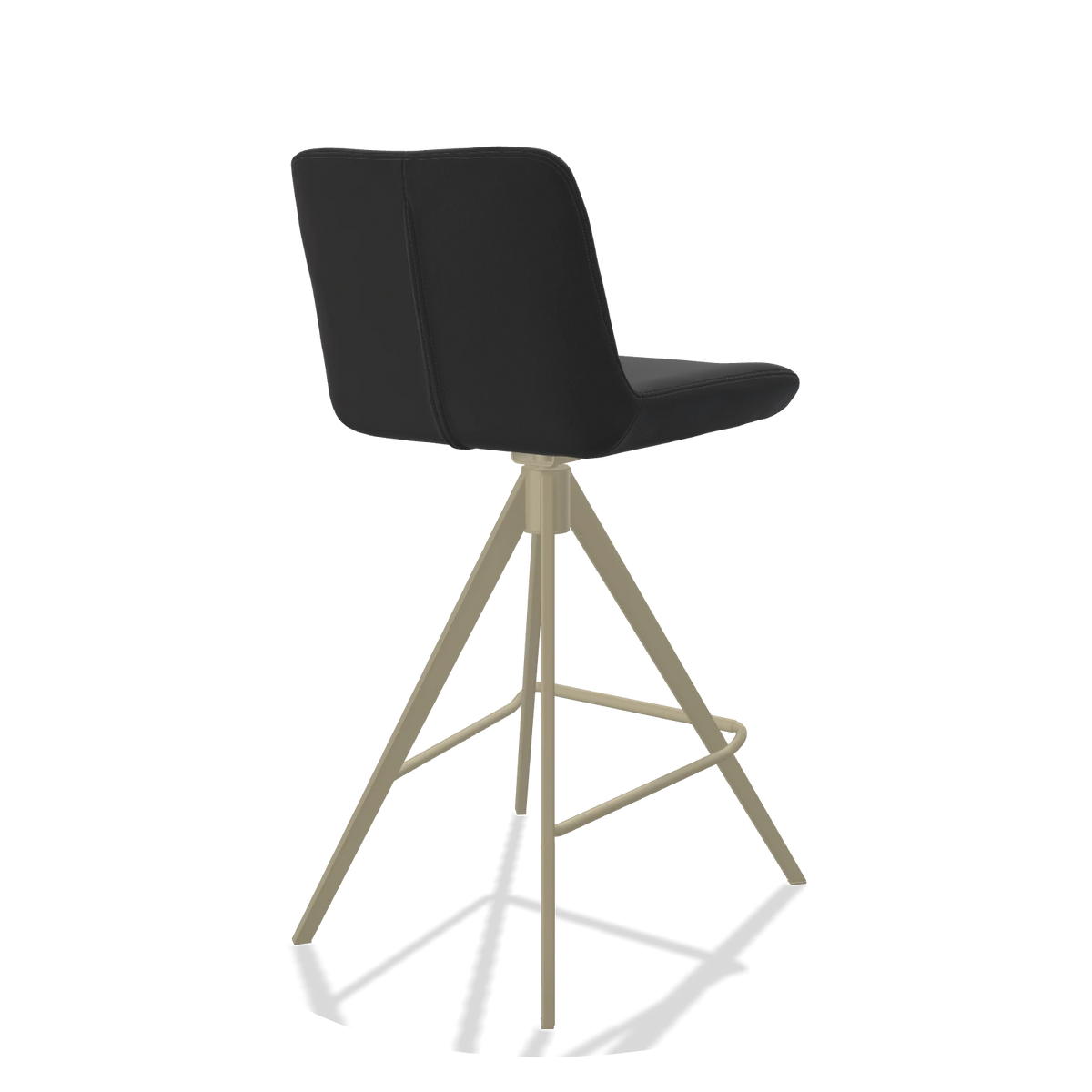 Barhocker Universal 6460 in Leder B500 (Schwarz), Beine in Champagner, Schrägansicht von hinten
