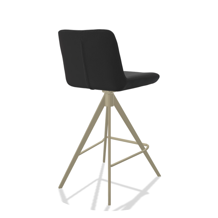 Barhocker Universal 6460 in Leder B500 (Schwarz), Beine in Champagner, Schrägansicht von hinten