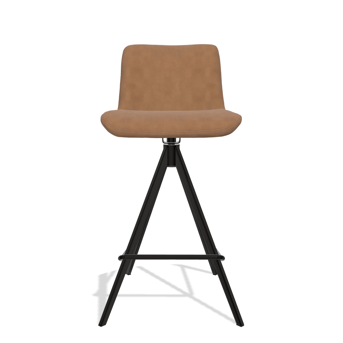 Barstoel Universal 6460 in Leder B501 (karamel), poten in zwart, vooraanzicht