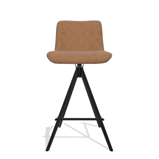 Sgabello da bar Universal 6460 in Pelle B501 (caramello), gambe in nero, vista frontale