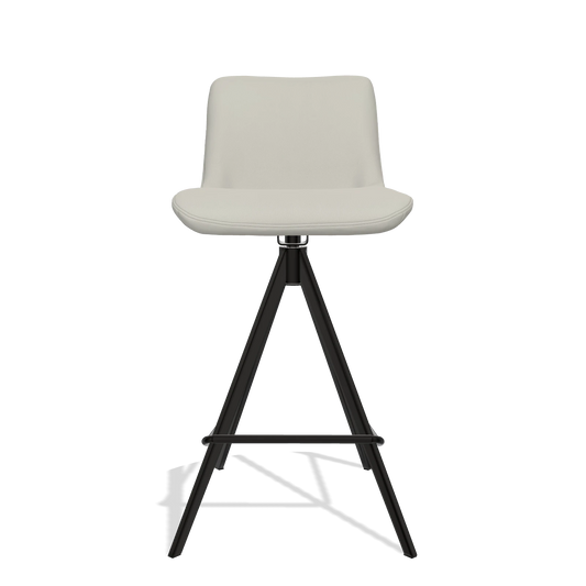 Sgabello da bar Universal 6460 in Pelle B506 (grigio chiaro), gambe in nero, vista frontale