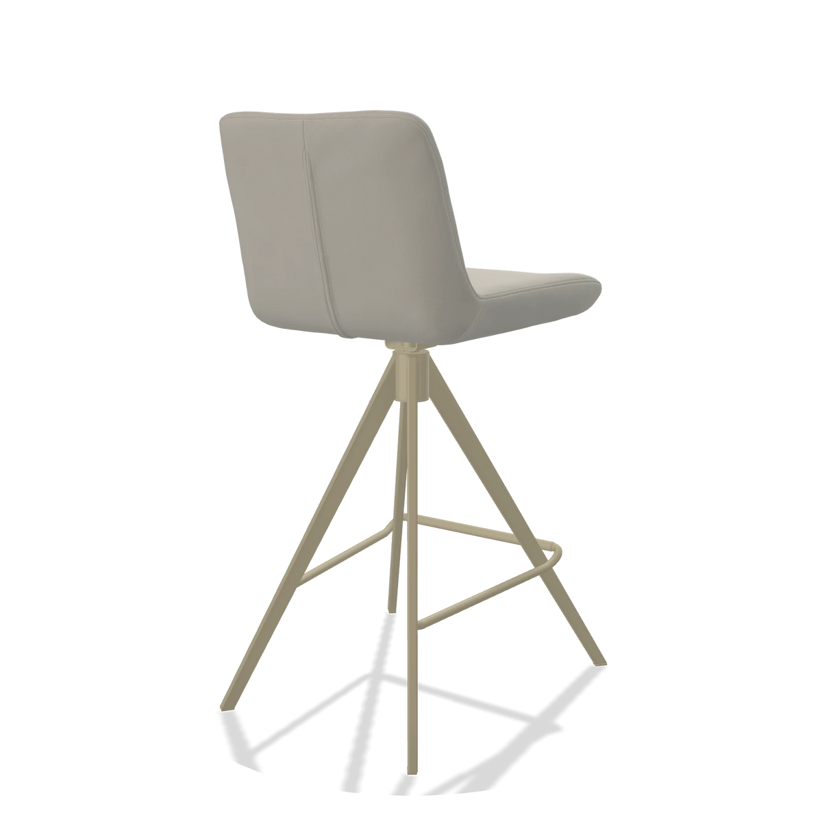 Tabouret de bar Universal 6460 en Cuir B506 (gris clair), pieds en champagne, vue de trois-quarts arrière