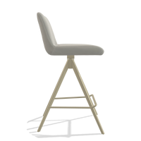 Tabouret de bar Universal 6460 en Cuir B506 (gris clair), pieds en champagne, vue de profil