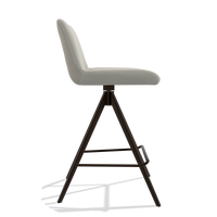 Tabouret de bar Universal 6460 en Cuir B506 (gris clair), pieds en espresso, vue de profil