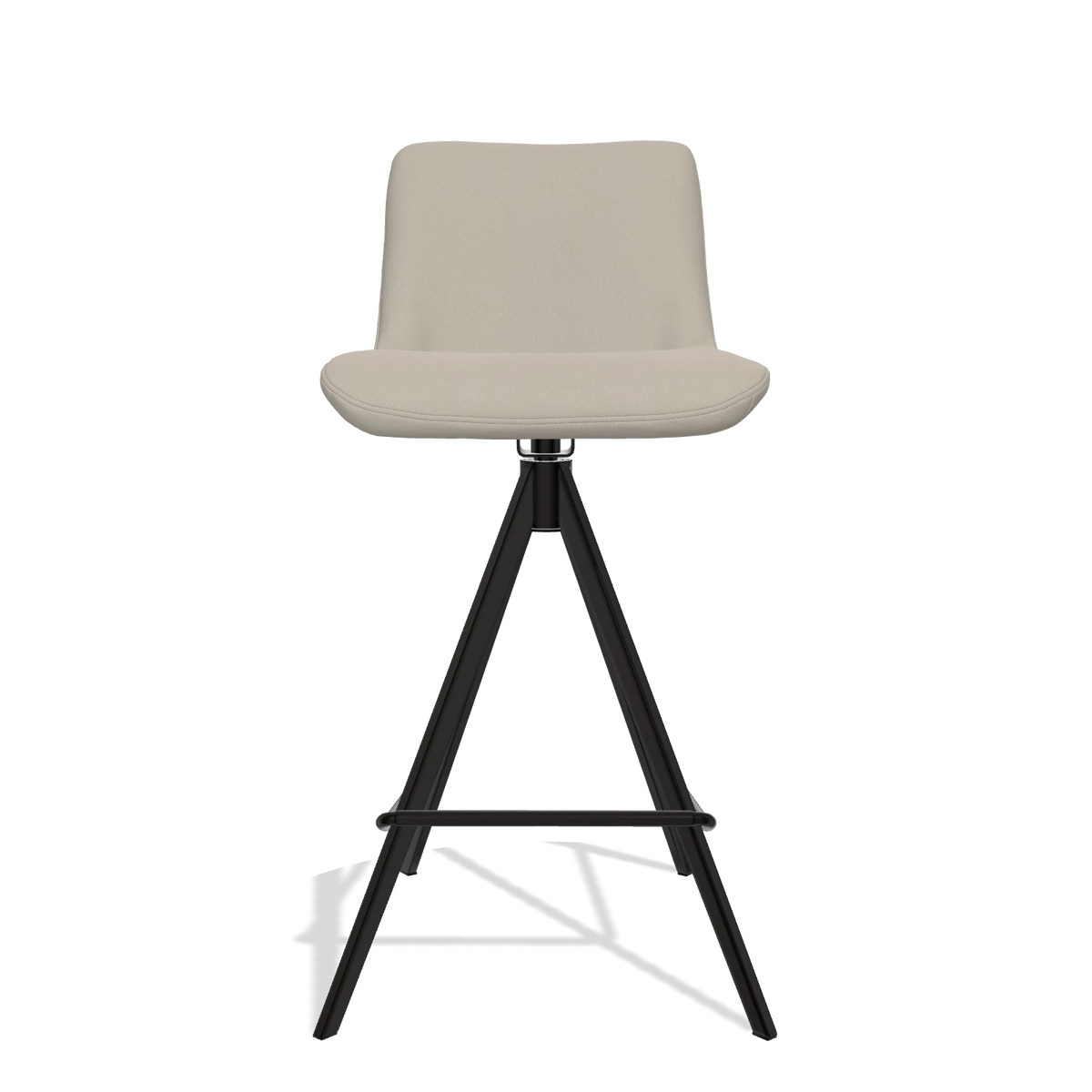Barstoel Universal 6460 in Leder B514 (lichtgrijs), poten in zwart, vooraanzicht