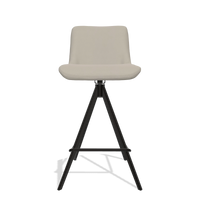 Barstoel Universal 6460 in Leder B514 (lichtgrijs), poten in zwart, vooraanzicht