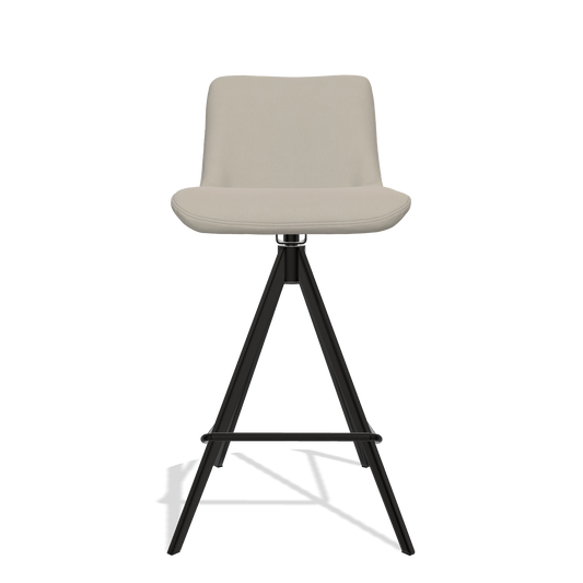 Sgabello da bar Universal 6460 in Pelle B514 (grigio chiaro), gambe in nero, vista frontale