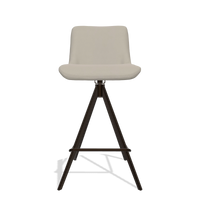 Barstoel Universal 6460 in Leder B514 (lichtgrijs), poten in espresso, vooraanzicht