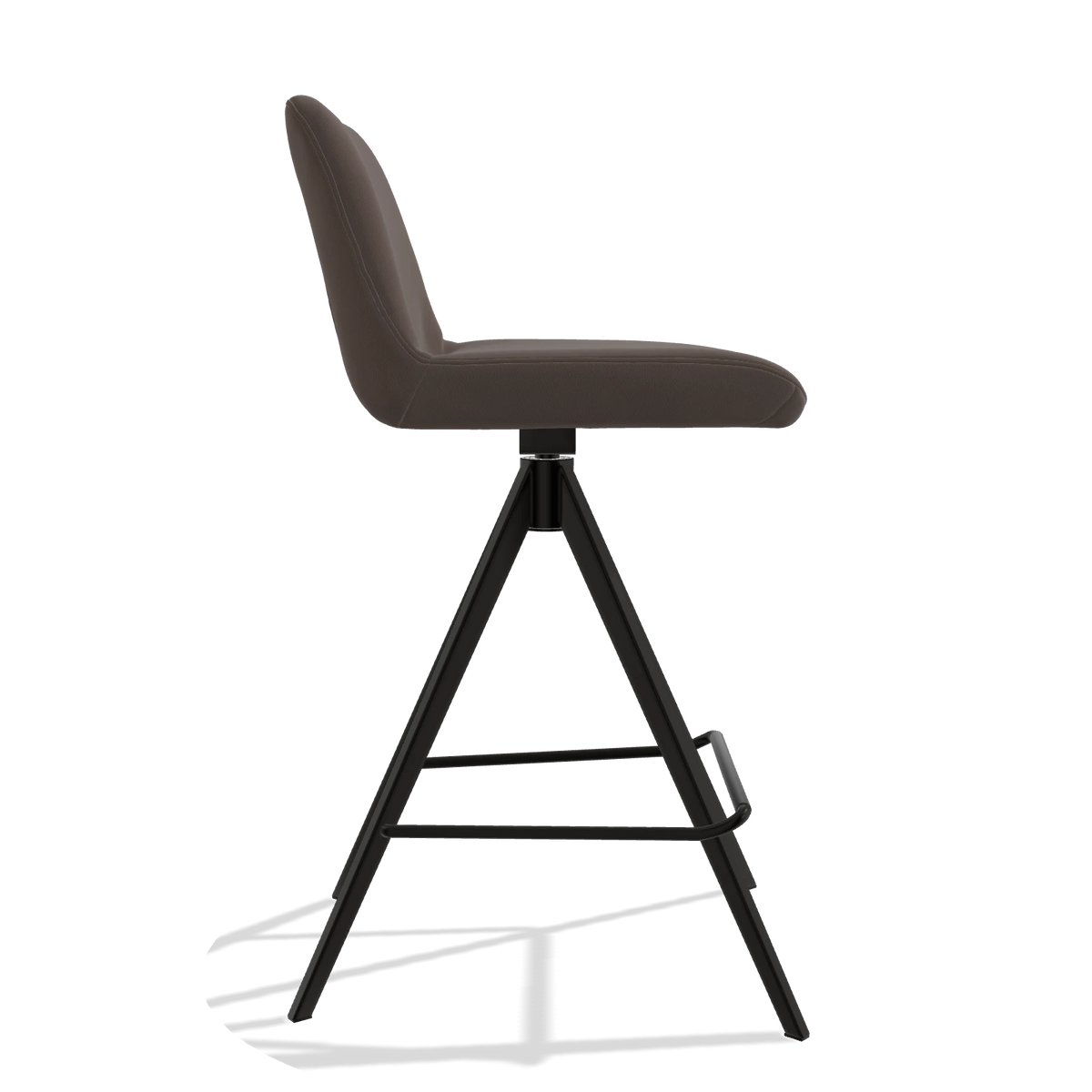Barstoel Universal 6460 in Leder B535 (bruin), poten in zwart, zijaanzicht