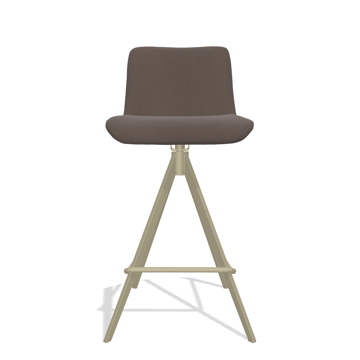 Barstoel Universal 6460 in Leder B535 (bruin), poten in champagne, vooraanzicht